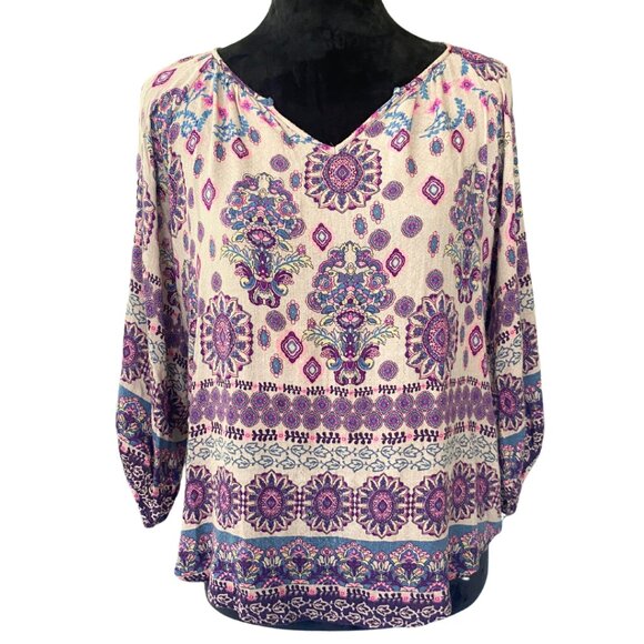 Verse Bohemian Flowy V-Neck Blouse Mati Billow Sleeves  Size M - Picture 1 of 6